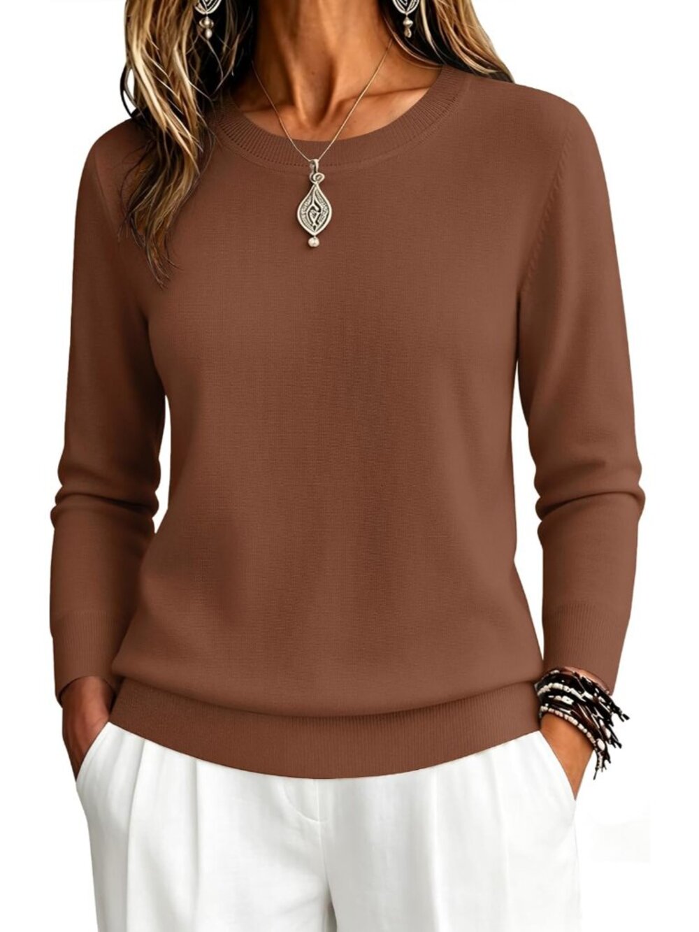 2026 Women's Long Sleeve Crewneck Sweater - Classic Lightweight Pullover